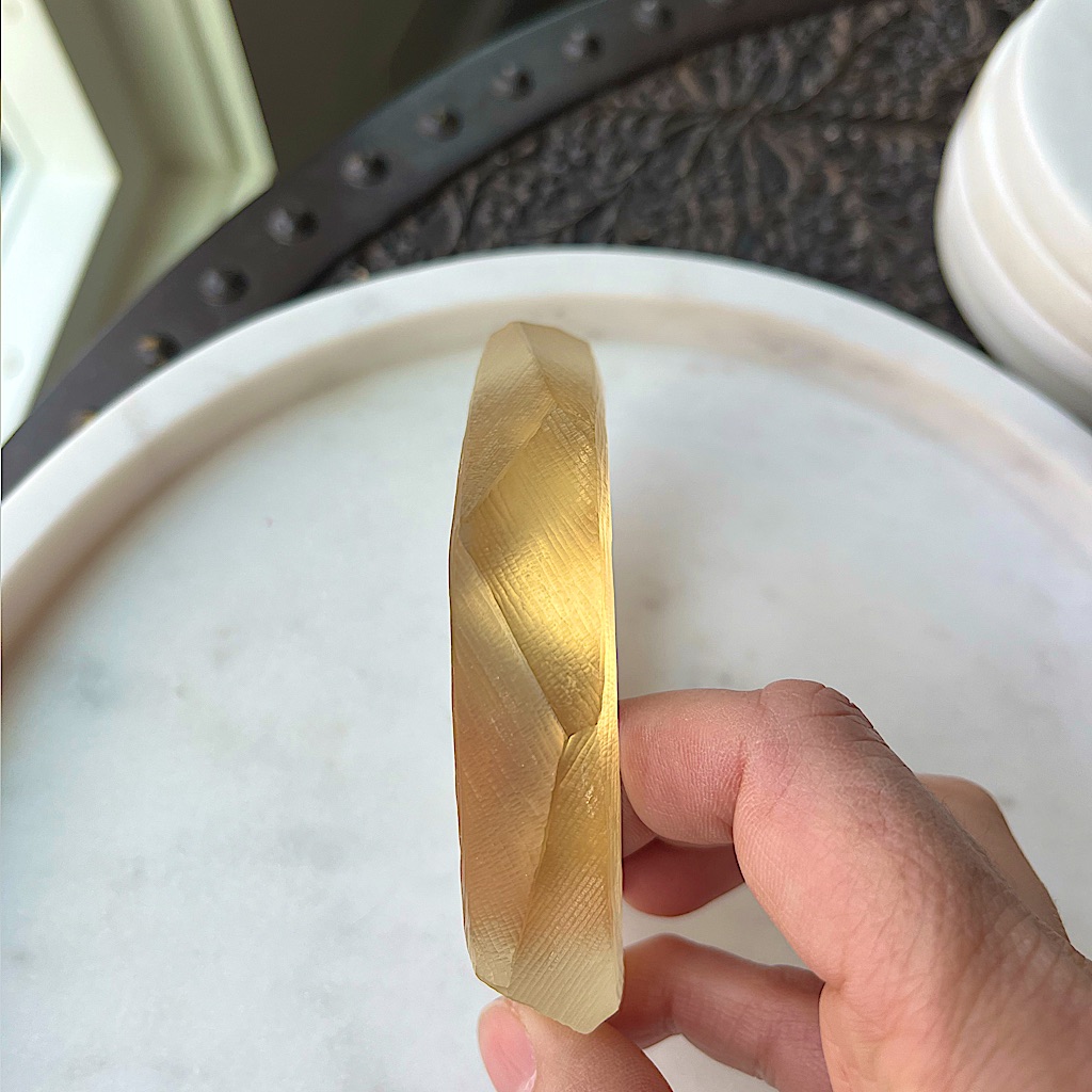 Vtg Alexis Bittar Hand Carved Frosted Faceted Lucite Bangle Bracelet